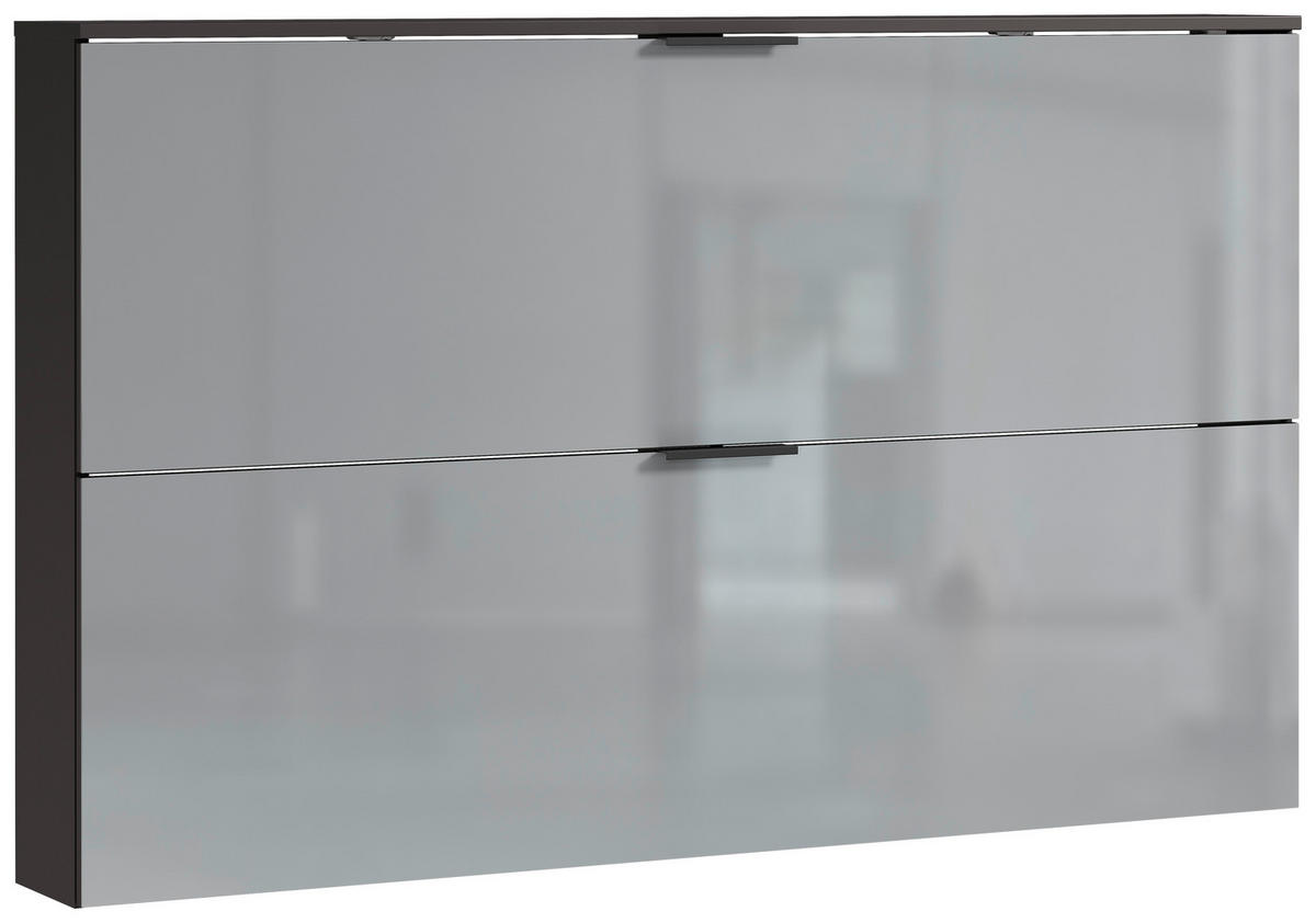 SCHUHSCHRANK 140/85/19 cm  - Schwarz/Graphitfarben, Design, Glas/Holzwerkstoff (140/85/19cm)