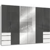 DREHTÜRENSCHRANK in Weiss, Grau  - Chromfarben/Weiss, Modern, Glas/Holzwerkstoff (300/216/58cm) - MID.YOU