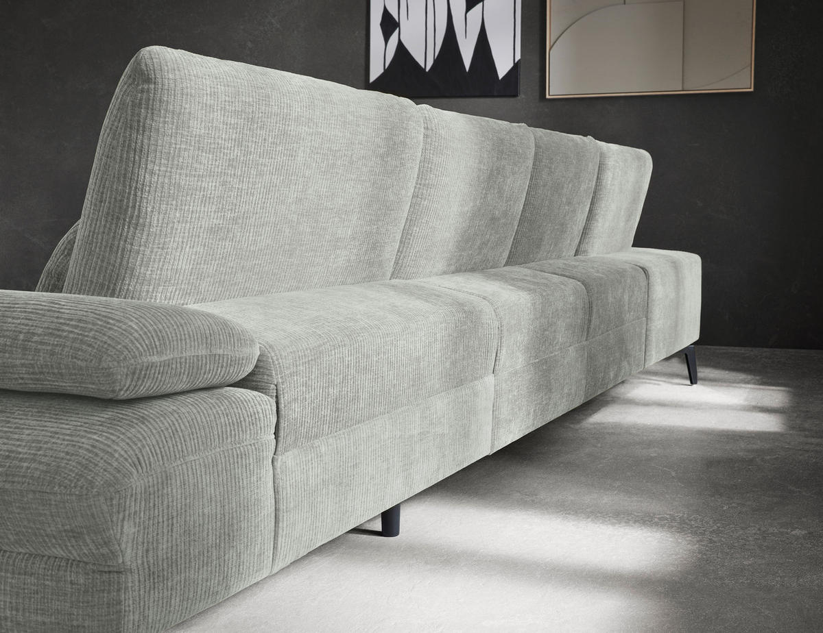 WOHNLANDSCHAFT in Webstoff Silberfarben  - Silberfarben/Schwarz, Design, Textil/Metall (208/354/157cm) - Dieter Knoll
