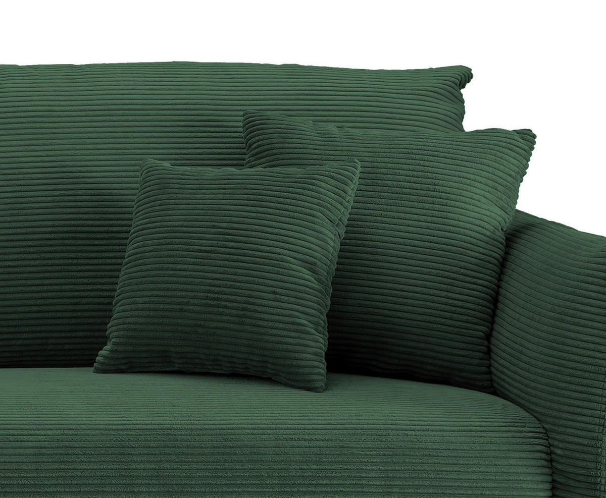 ECKSOFA in Cord Dunkelgrün  178/264-302 cm  - Dunkelgrün/Schwarz, Design, Textil/Metall (178/264-302cm) - Livetastic