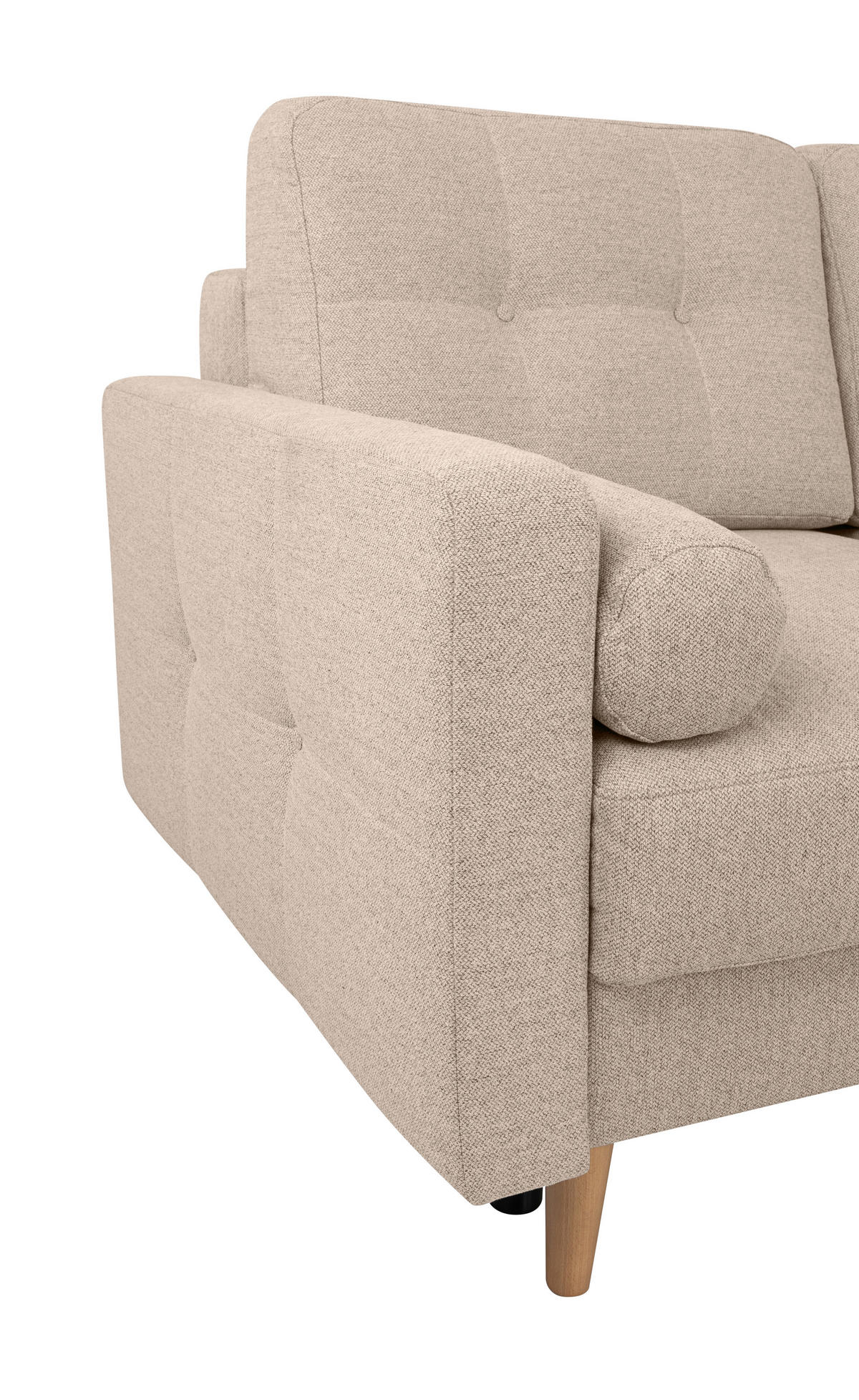 ECKSOFA in Beige  - Beige/Buchefarben, Design, Holz/Textil (242/242cm) - MID.YOU