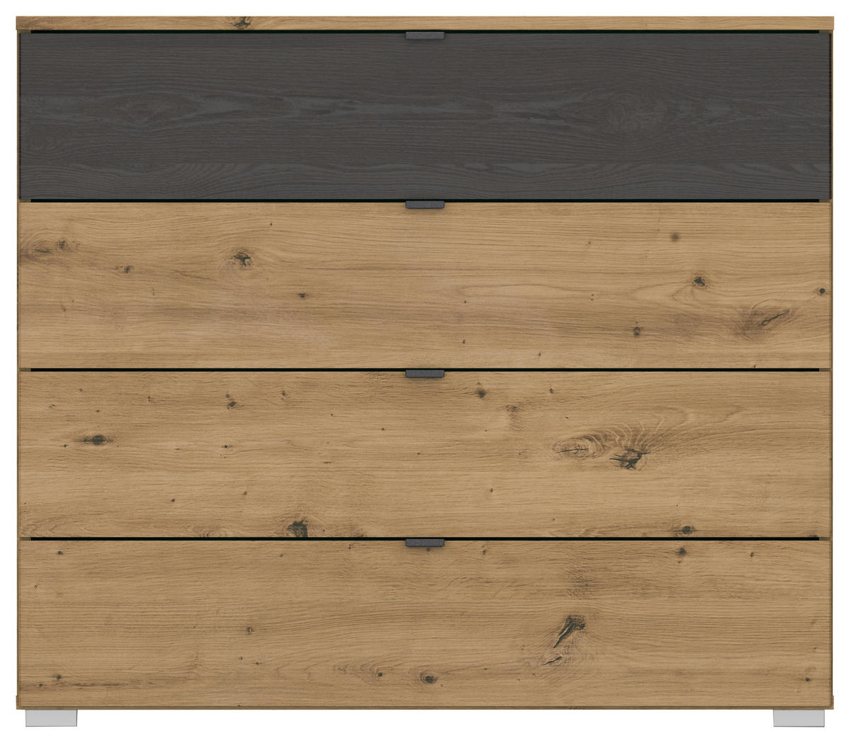 KOMMODE  in 80/81/42 cm  - Schwarz/Alufarben, MODERN, Holzwerkstoff/Kunststoff (80/81/42cm) - Rauch Möbel
