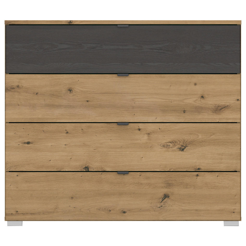 Thumbnail - Rauch Möbel Kommode Apollon 03800517, Schwarz, Eiche Artisan, Metall, 4 Schublade(n) Schubladen, 80x81x42 cm, Blauer Eng...