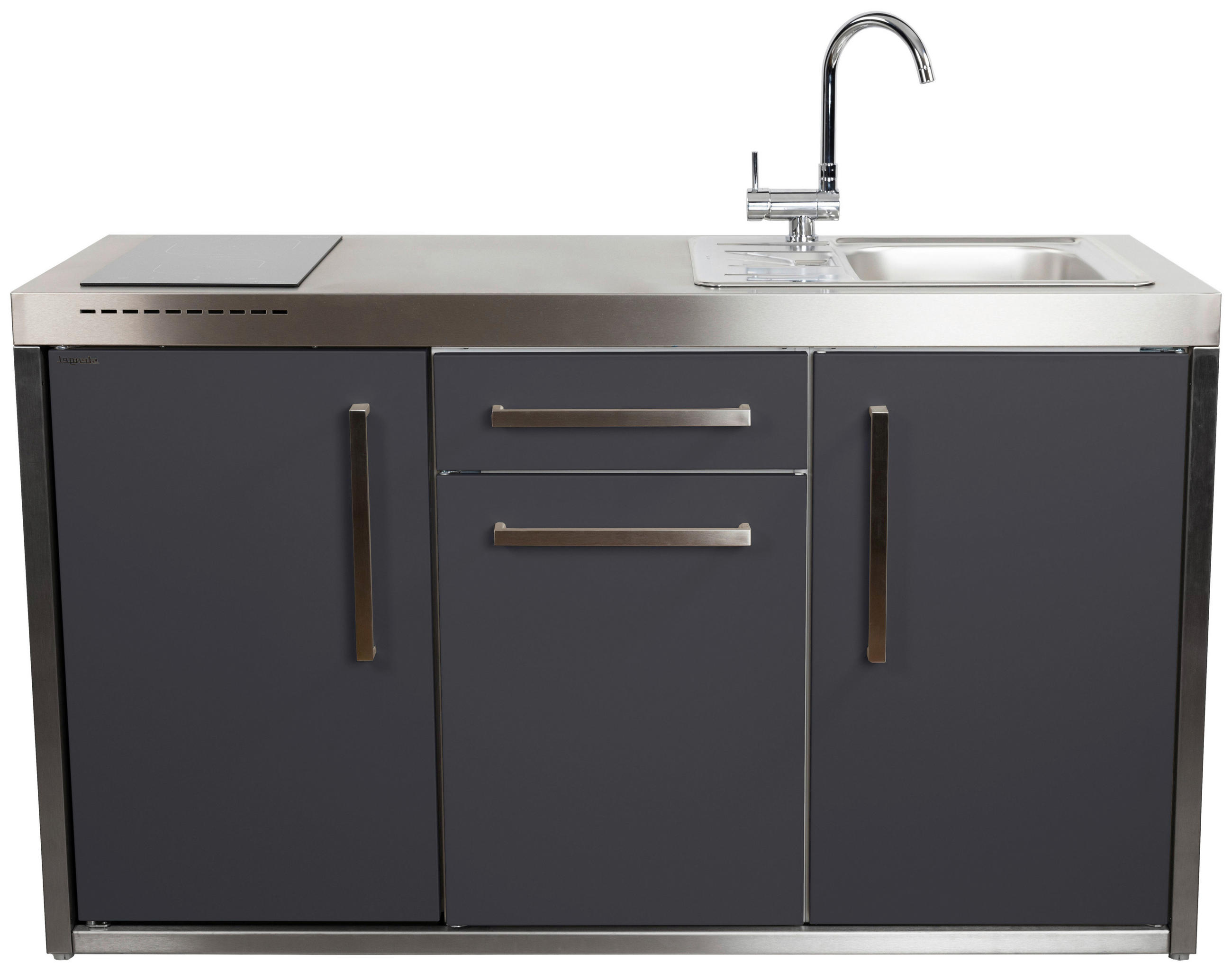 OUTDOORKÜCHE  - Schieferfarben/Edelstahlfarben, Basics, Metall (157/98/62cm)