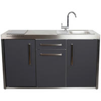 OUTDOORKÜCHE  - Schieferfarben/Edelstahlfarben, Basics, Metall (157/98/62cm)