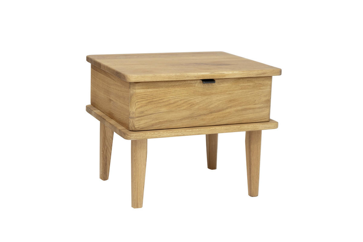 NACHTSCHRANK 50/42/41 cm Eiche massiv  - Eichefarben/Schwarz, Basics, Holz/Metall (50/42/41cm) - Chameo