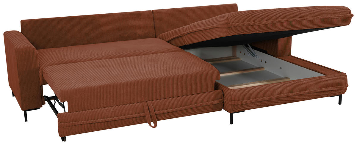 ECKSOFA Rostfarben  - Rostfarben/Hellgrau, Design, Textil/Metall (272/174cm) - MID.YOU