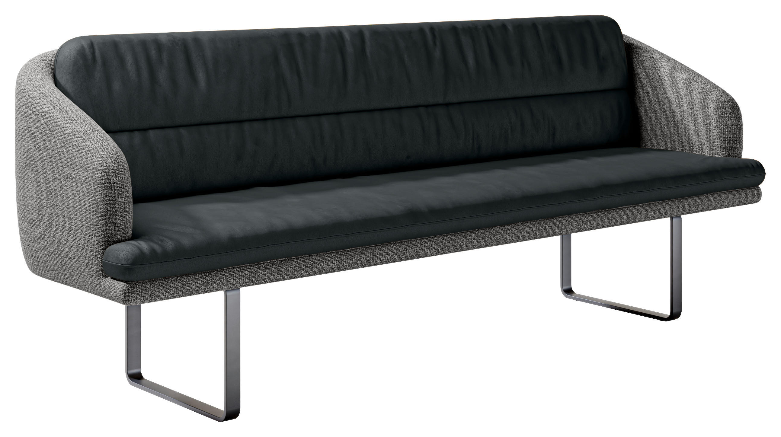 SITZBANK 255/89/68 cm Velours, Flachgewebe Anthrazit, Grau Metall  - Anthrazit/Schwarz, Design, Textil/Metall (255/89/68cm) - Dieter Knoll