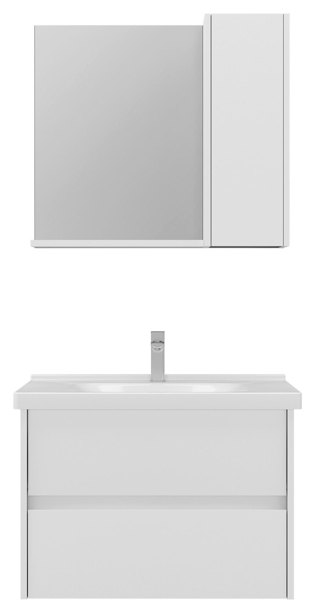 BADEZIMMER 3-teilig  in  - Weiß Hochglanz/Weiß, MODERN, Glas/Keramik (80/119/45cm) - MID.YOU