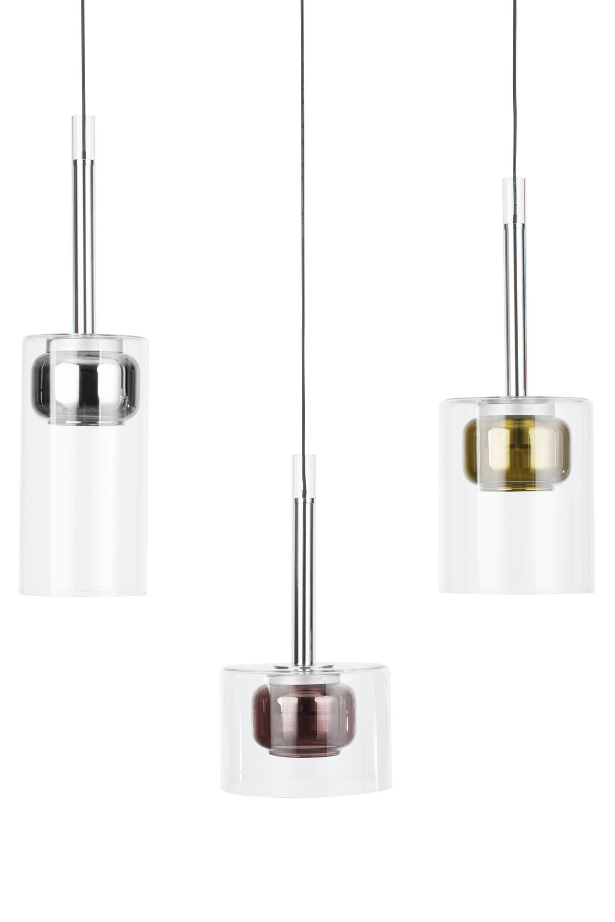 LED-HÄNGELEUCHTE Split 95,5/24/150 cm  - Klar/Chromfarben, Design, Glas/Kunststoff (95,5/24/150cm) - Dieter Knoll