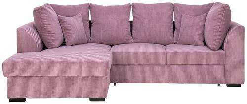 ECKSOFA inkl.Funktionen Pflaume Cord  - Pflaume/Schwarz, Design, Kunststoff/Textil (174/259cm) - Cantus