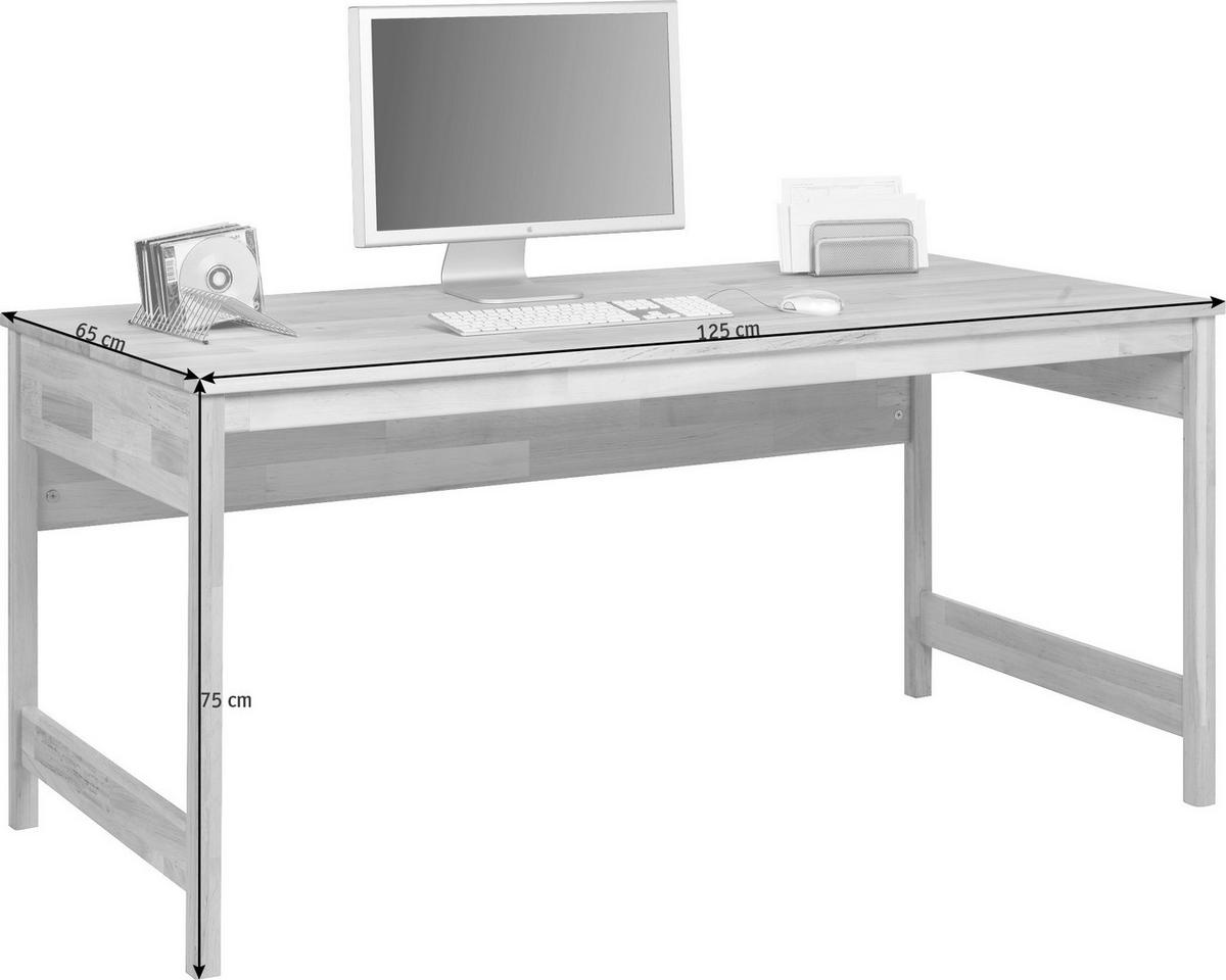 BUREAU 125/65/75 cm  in Erlefarben  - Erlefarben, Natur, Holz (125/65/75cm) - Linea Natura