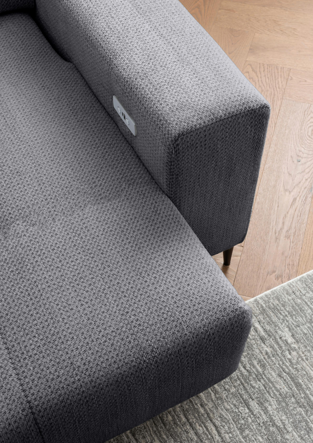 ECKSOFA Chenille Grau  - Schwarz/Grau, Basics, Textil/Metall (183/250cm) - Livetastic
