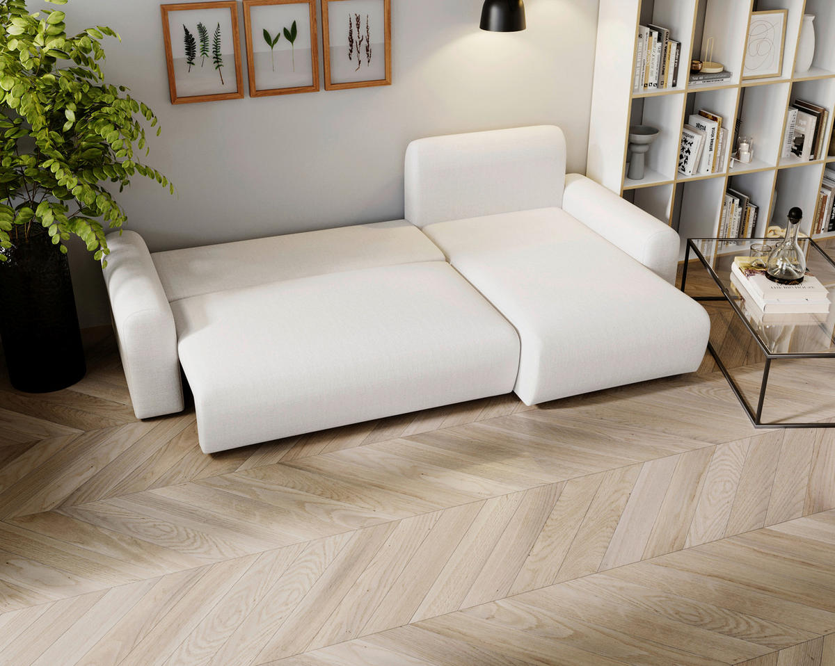 ECKSOFA Creme  - Creme/Schwarz, Design, Kunststoff/Textil (246/150cm) - Livetastic