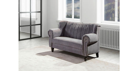 2-SITZER-SOFA in Cord Dunkelgrau  - Dunkelgrau/Dunkelbraun, Design, Holz/Textil (168/96/75cm) - Ambia Home