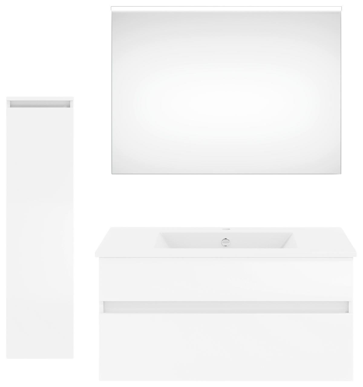 BADEZIMMER 4-teilig  in 122,4 cm  - Weiß Hochglanz/Weiß, KONVENTIONELL, Holzwerkstoff (122,4cm) - Puris