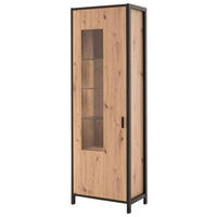 VITRINE in Anthrazit, Eichefarben  - Eichefarben/Anthrazit, Design, Glas/Holzwerkstoff (65/200/40cm) - Carryhome
