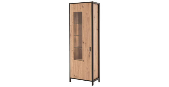 VITRINE in Anthrazit, Eichefarben  - Eichefarben/Anthrazit, Design, Glas/Holzwerkstoff (65/200/40cm) - Carryhome