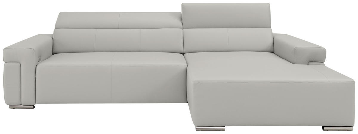 Ecksofa inkl. Funktion DUA Beige Echtleder  - Chromfarben/Beige, Design, Leder/Metall (293/170cm) - Novel