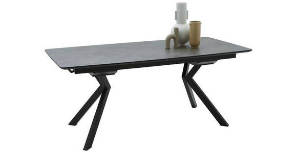 ESSTISCH 180/90/76 cm Metall, Kunststoff Schwarz, Dunkelgrau  - Dunkelgrau/Schwarz, Design, Kunststoff/Metall (180/90/76cm) - Dieter Knoll