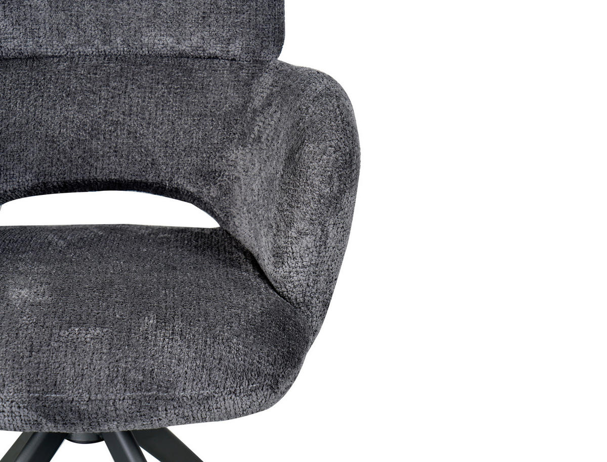 ARMLEHNSTUHL  Sitzfläche 360° drehbar Mikrofaser  Grau  - Grau, MODERN, Textil/Metall (61/88/63cm) - Livetastic