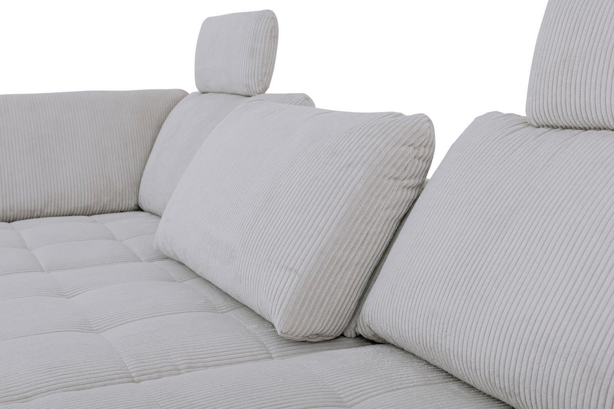 ECKSOFA in Cord, Velours Grau  - Schwarz/Grau, Design, Textil/Metall (197/291cm) - Beldomo Style