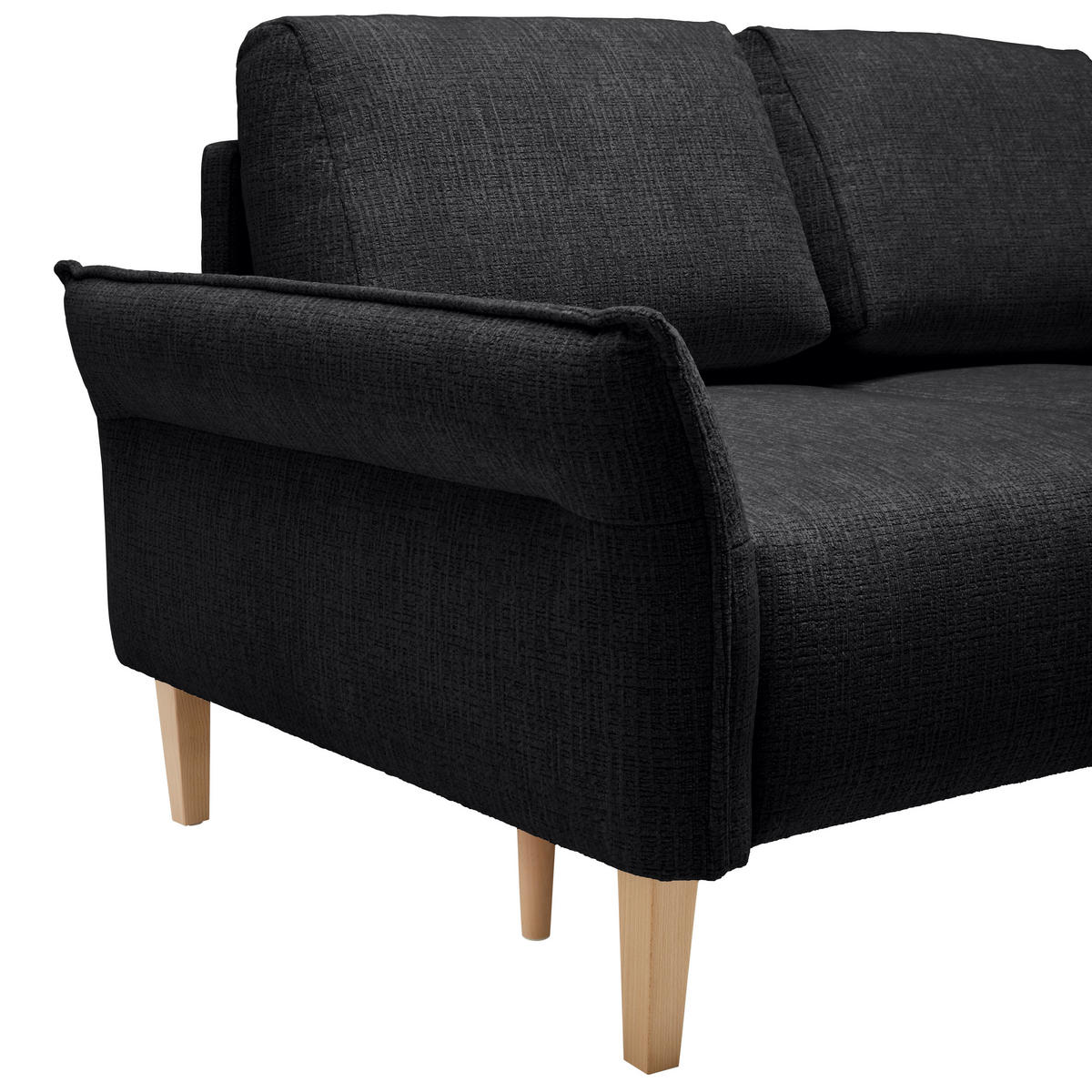 2-SITZER-SOFA in Webstoff Schwarz  - Eichefarben/Creme, Modern, Holz/Textil (150/85/92cm) - MID.YOU