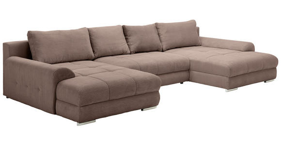 WOHNLANDSCHAFT  in Cord Braun  - Chromfarben/Braun, KONVENTIONELL, Kunststoff/Textil (180/376/180cm) - Carryhome