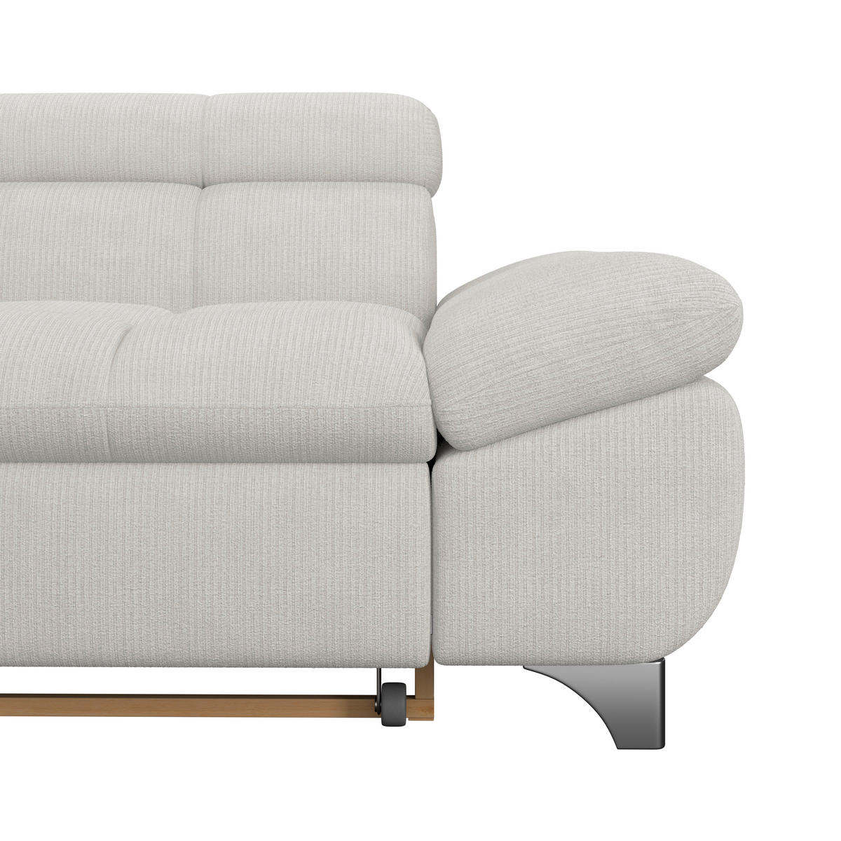 ECKSOFA Creme Chenille  - Chromfarben/Creme, KONVENTIONELL, Textil/Metall (234/312cm) - Livetastic