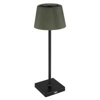 AKKU-TISCHLEUCHTE - Dunkelgrün/Schwarz, Design, Kunststoff/Metall (13/38cm) - Globo