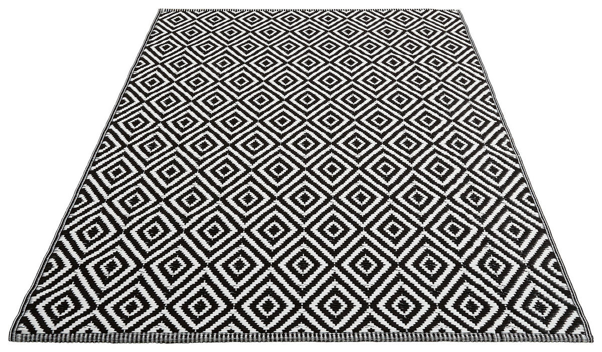 OUTDOORTEPPICH 160/230 cm Ibiza Schwarz, Weiß  - Schwarz/Weiß, Trend, Textil (160/230cm) - Boxxx