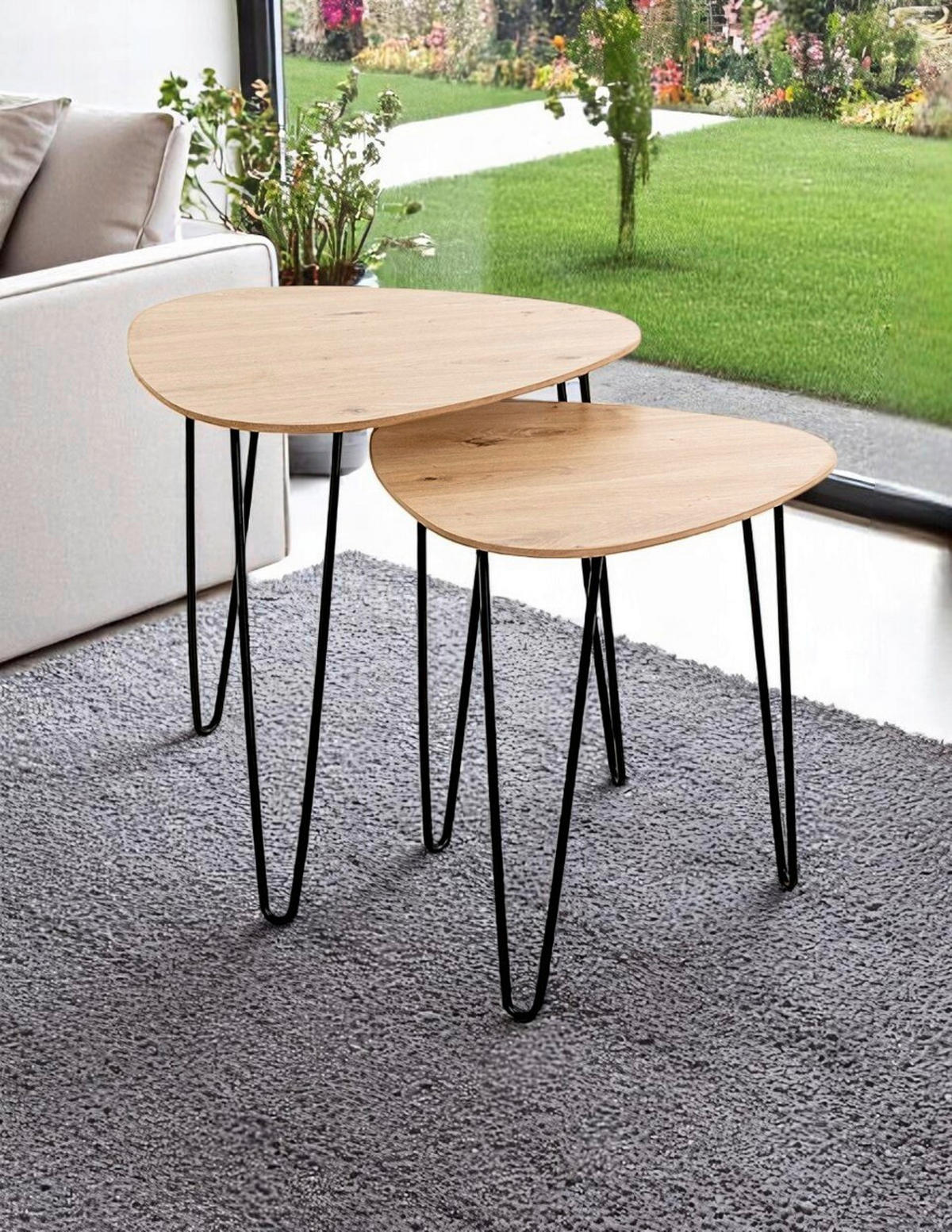 POMOĆNI STOČIĆ   - boja hrasta/crna, Trendi, metal/pločasti materijal (48/48/48cm)