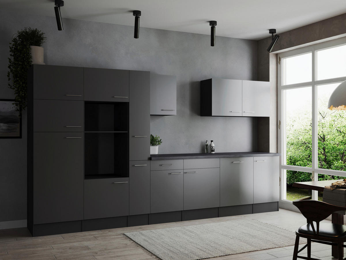 MODULKÖK UTAN VITVAROR 370 cm   i grå  - silver/grå, Design, metall/trämaterial (370cm) - Respekta