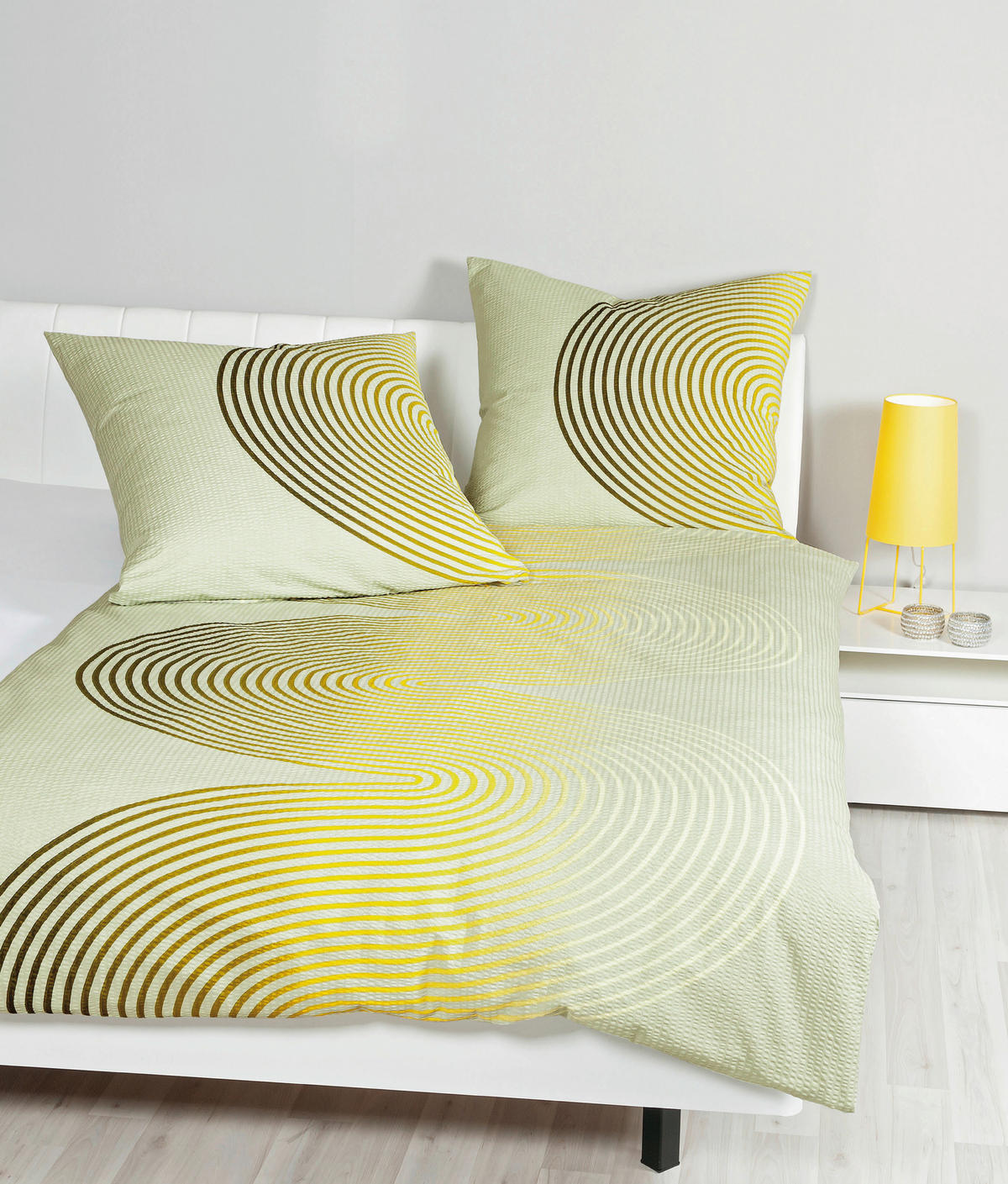 BETTWÄSCHE Seersucker 135/200 cm  - Currygelb/Olivgrün, Basics, Textil (135/200cm) - Janine