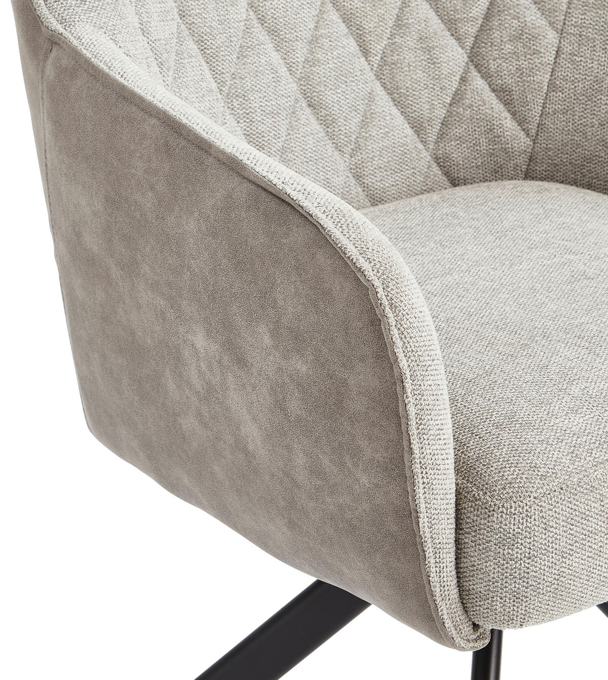 ARMLEHNSTUHL  in Eisen Webstoff, Leinenoptik  - Beige/Schwarz, MODERN, Holz/Textil (60/87/65cm) - Livetastic