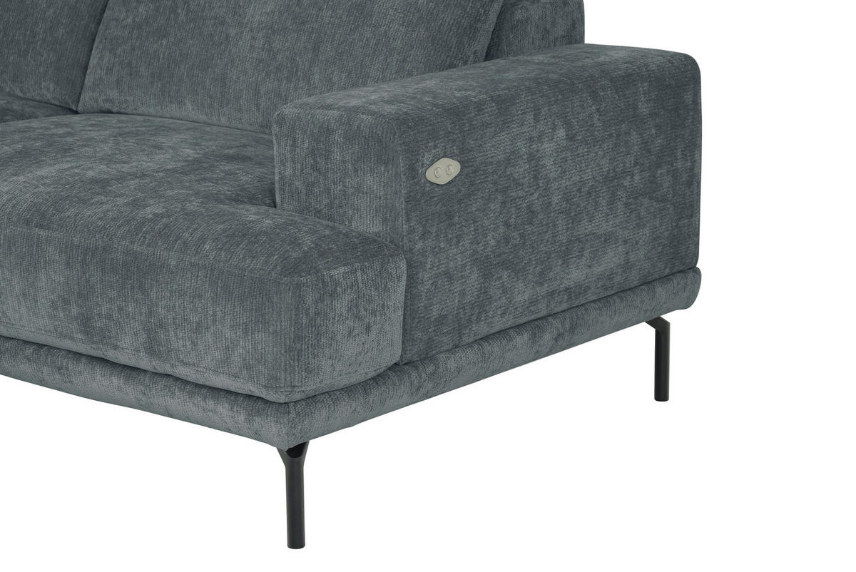 ECKSOFA Grau Chenille Kopfteilverstellung, Sitztiefenverstellung  - Schwarz/Grau, Design, Textil/Metall (243/307cm) - Xora