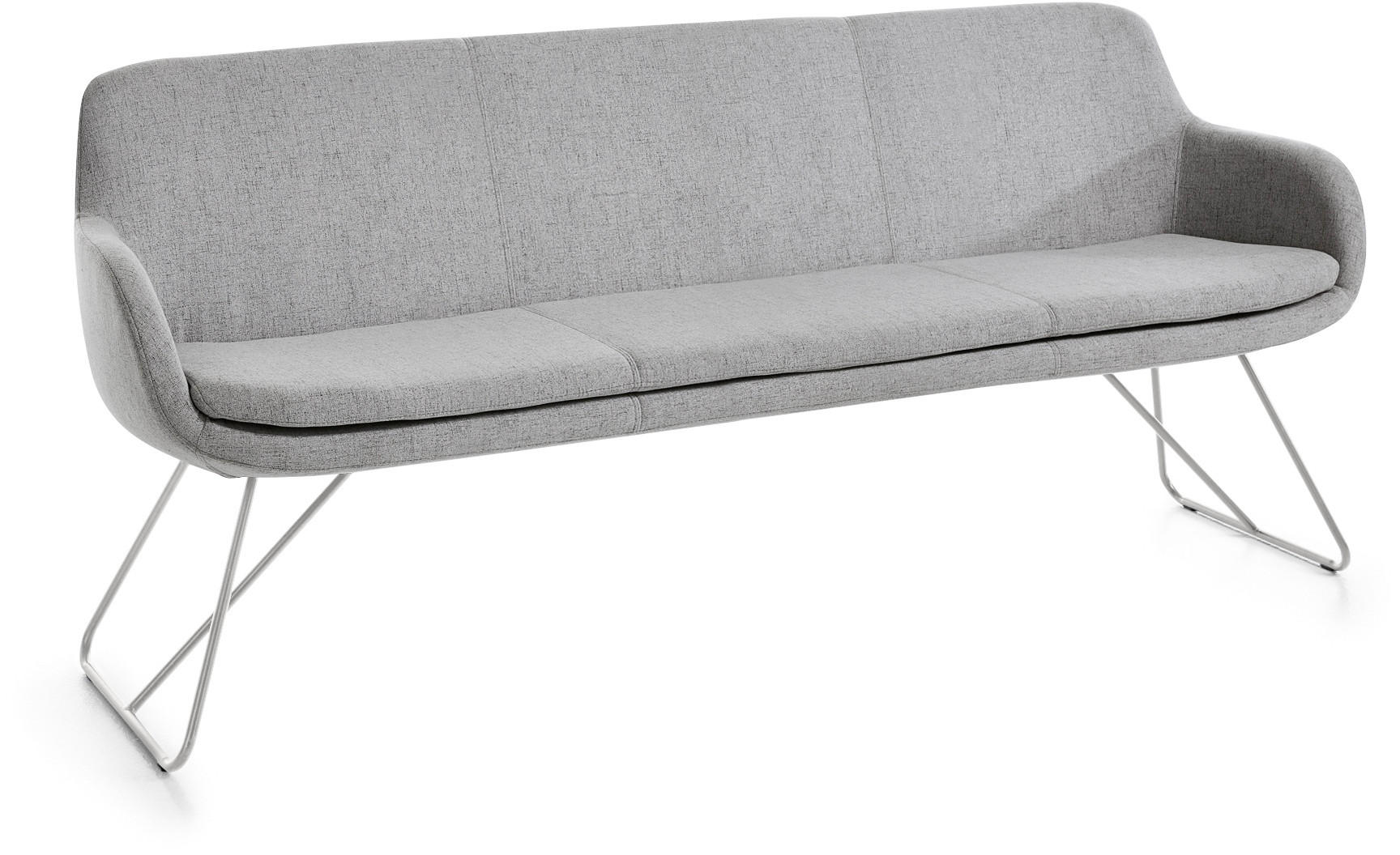 SITZBANK 180/87/65 cm Webstoff Hellgrau Metall - Edelstahlfarben/Hellgrau, Design, Textil/Metall (180/87/65cm) - Musterring