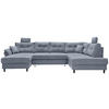 WOHNLANDSCHAFT in Chenille Hellblau  - Schwarz/Hellblau, Modern, Holz/Textil (176/338/206cm) - Livetastic