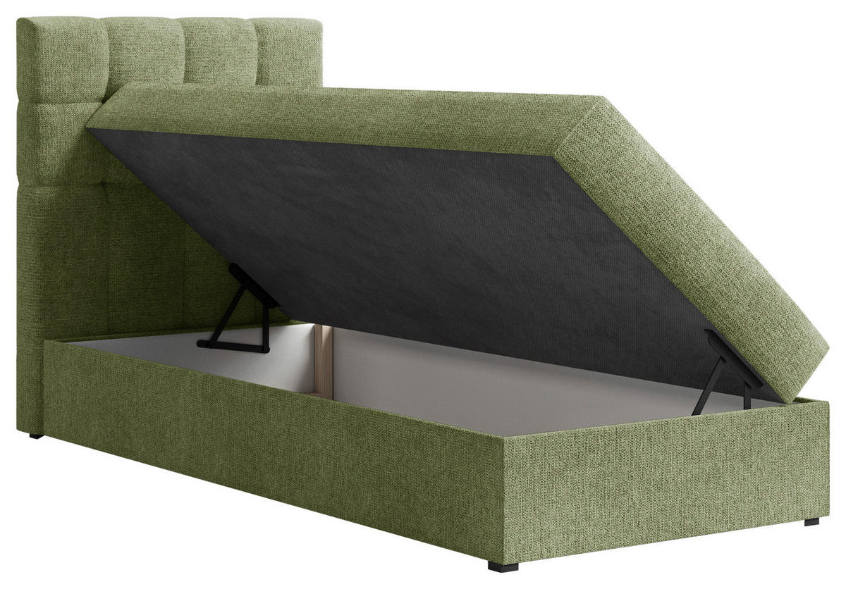 BOXBETT 90/200 cm  in Dunkelgrün  - Dunkelgrün/Schwarz, MODERN, Holz/Kunststoff (90/200cm) - Livetastic
