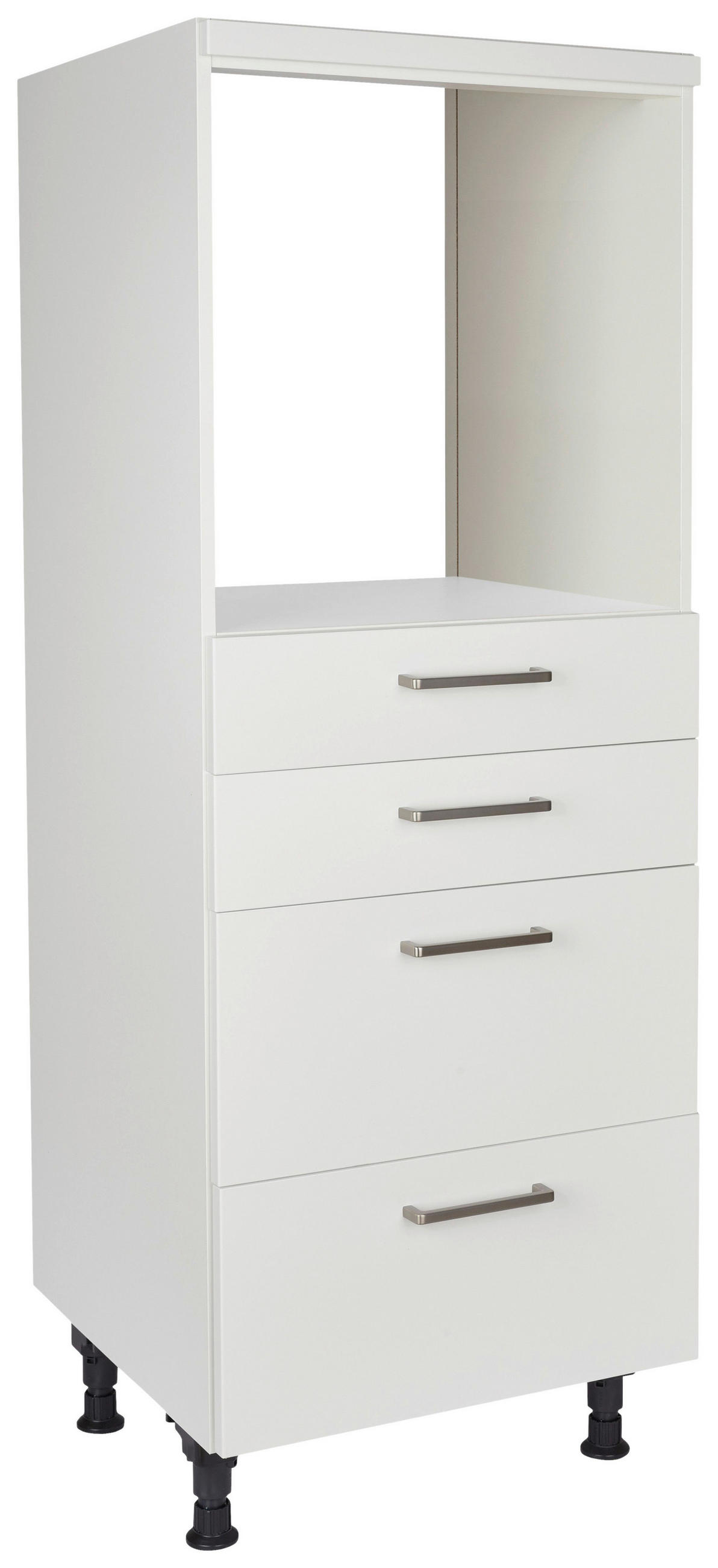 GERÄTEUMBAUSCHRANK 60/168/58 cm  in Weiß  - Edelstahlfarben/Hellgrau, MODERN, Holzwerkstoff/Metall (60/168/58cm) - Nobilia