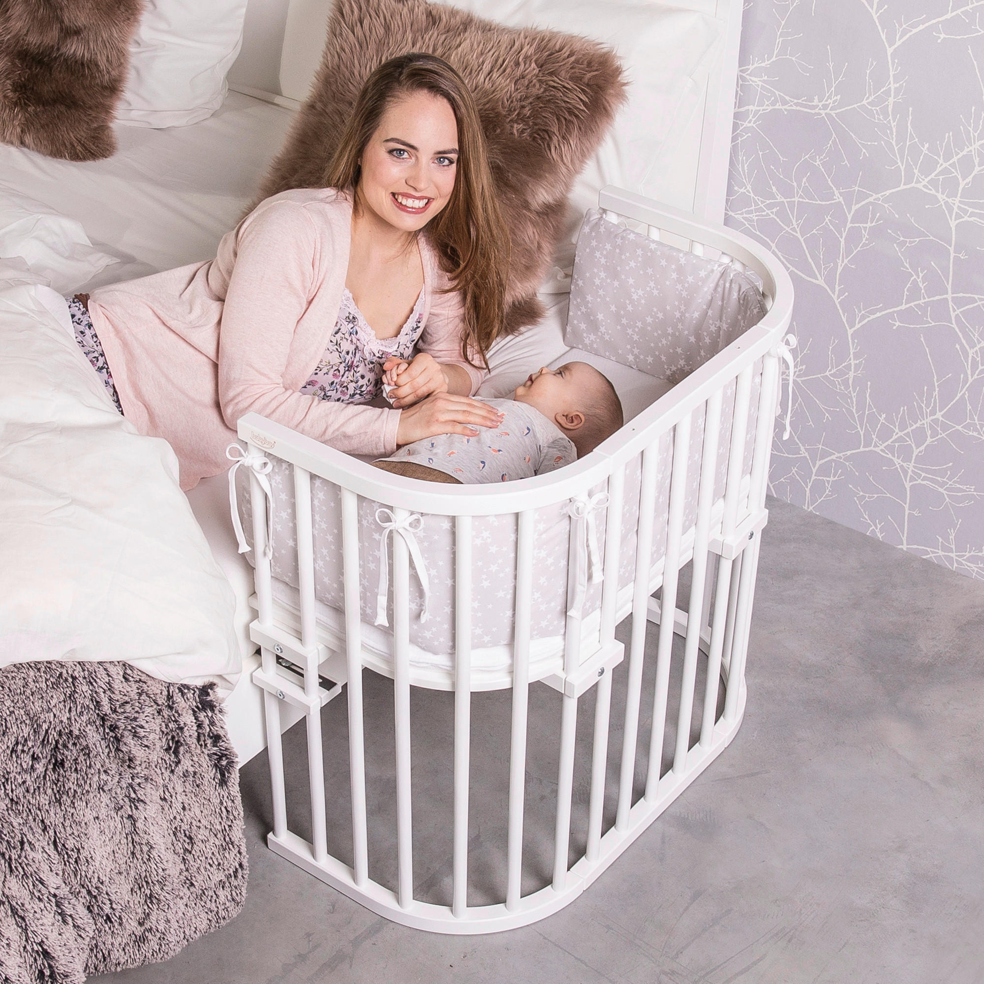 BEISTELLBETT Babybay Original  - Weiß, Basics, Holz (46/79/87cm) - Babybay