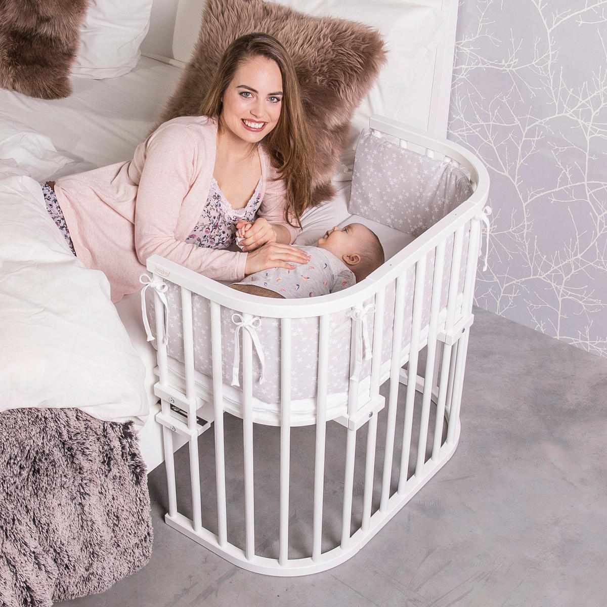 BEISTELLBETT Babybay Original  - Weiß, Basics, Holz (46/79/87cm) - Babybay