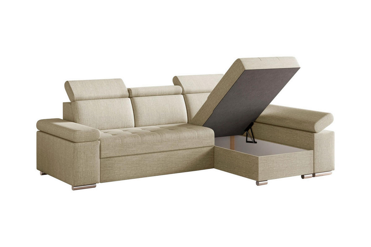 ECKSOFA TORONTO in Webstoff Creme  - Silberfarben/Creme, Design, Kunststoff/Textil (260/168cm) - MID.YOU