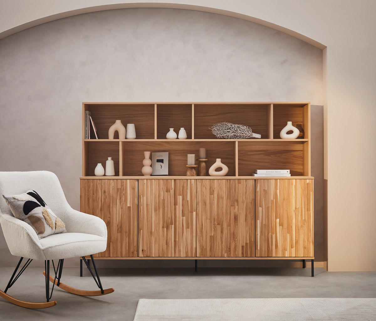 BUFFET 200/150/44 cm  in Eichefarben, Hellgrau  - Eichefarben/Hellgrau, Design, Holz/Holzwerkstoff (200/150/44cm) - Ambia Home