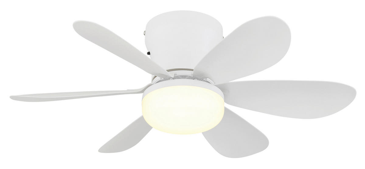 DECKENVENTILATOR Delores 51/16,5 cm  - Weiß, Design, Kunststoff/Metall (51/16,5cm) - Globo
