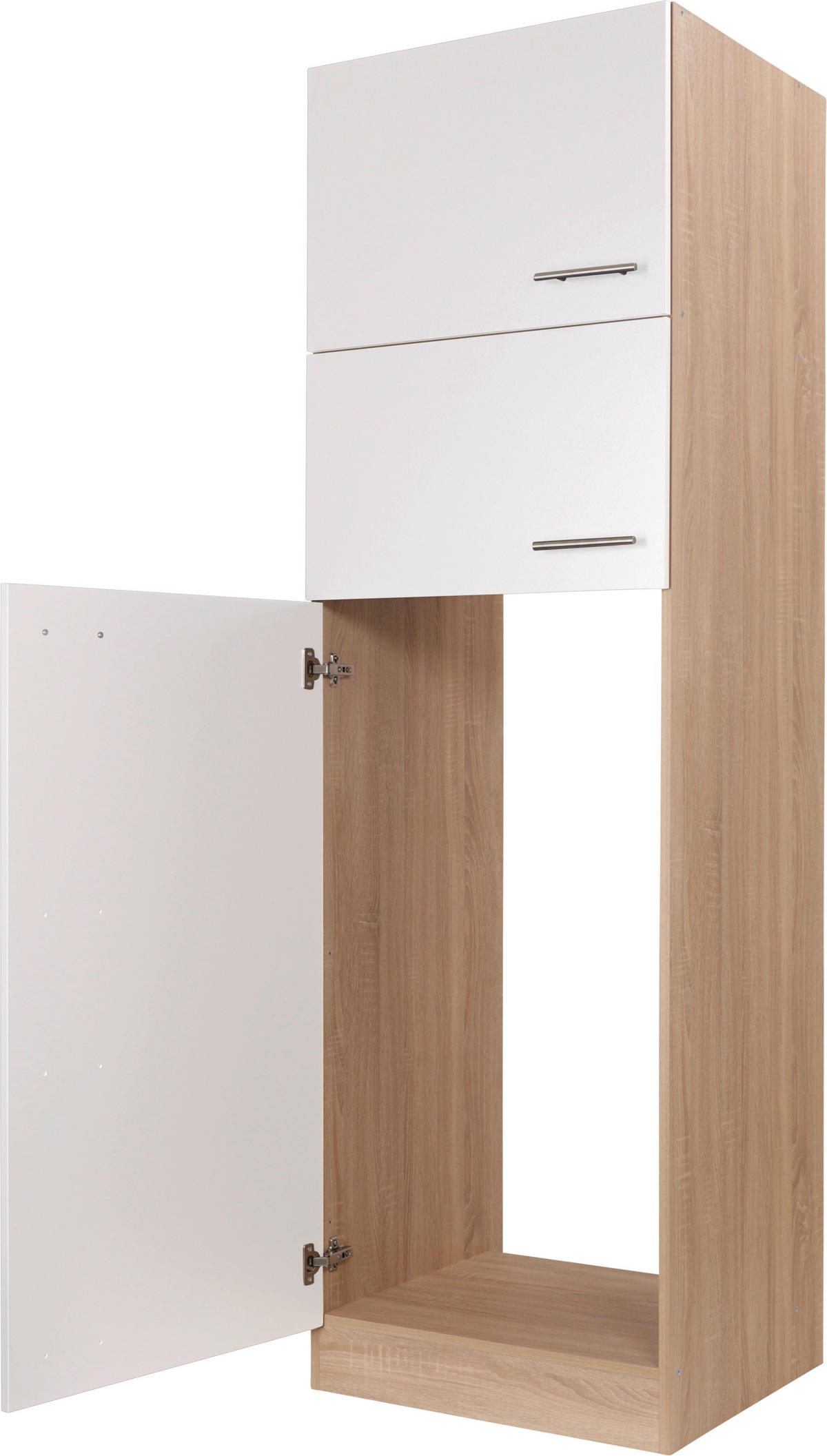 GERÄTEUMBAUSCHRANK 60/200/60 cm  in Weiß, Eichefarben  - Eichefarben/Silberfarben, Basics, Holzwerkstoff/Metall (60/200/60cm) - Respekta