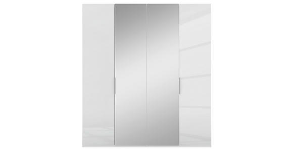 DREHTÜRENSCHRANK 200/223/62 cm 4-türig Weiß - Alufarben/Weiß, KONVENTIONELL, Glas/Holzwerkstoff (200/223/62cm) - Novel