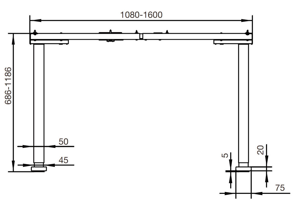 SCHREIBTISCH höhenverstellbar, Memoryschalter, USB-Anschlüsse  - Weiß/Grau, MODERN, Holzwerkstoff/Metall (160/80/69-119cm) - MID.YOU