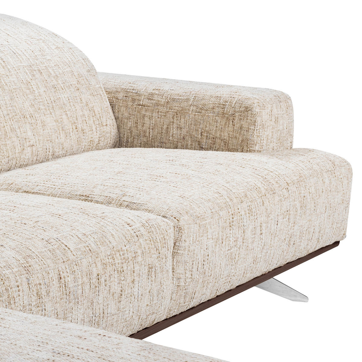 ECKSOFA PORTLAND in Struktur Beige Kopfteilverstellung  187/295 cm  - Chromfarben/Beige, Design, Holz/Textil (187/295cm) - Livetastic