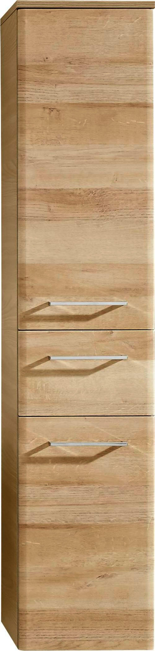 MIDISCHRANK 30/142/33 cm - Chromfarben/Eichefarben, Konventionell, Glas/Holzwerkstoff (30/142/33cm) - Xora